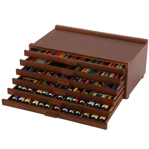 VISWIN 6-Drawer Art Supply Storage Organizer in walnut